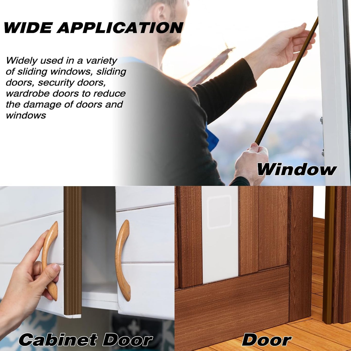 196" White Wedge Weather Stripping Door Seal, Foam Door Gap Seal | Noise & Draft Blocking, Windows & Doors Winter Insulation, Door Frame Soundproofing, Self Adhesive Weatherstrip Tape