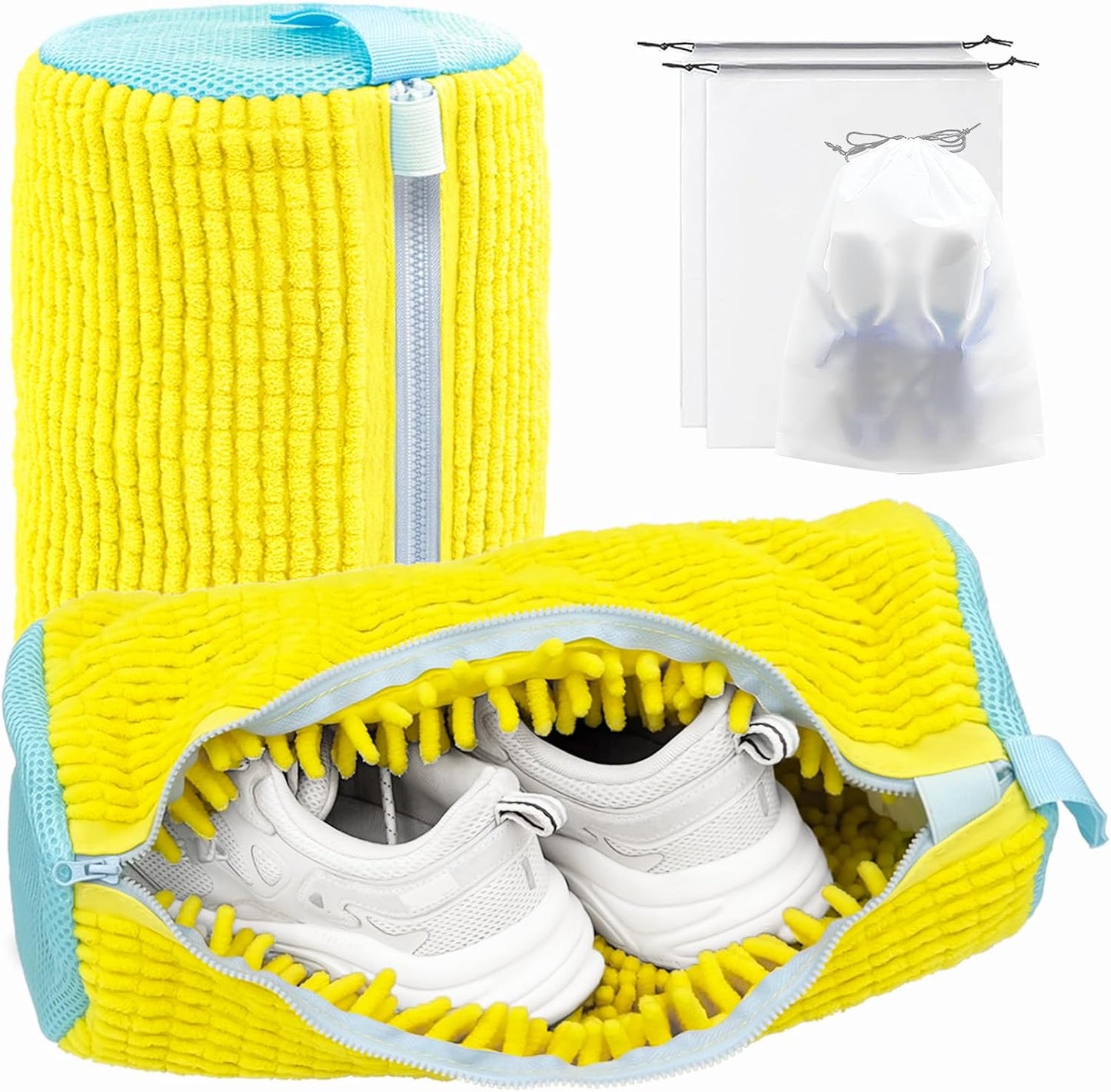 Shoe Washing Machine Bag,Laundry Shoe Bag for Washer and Dryer,Reusable Shoe Cleaning Bag for Sneakers,Tennis Shoes,With Self-locking Zipper, Microfiber Inside,Include Shoe Bag (Pro Grey - 1 Pack)