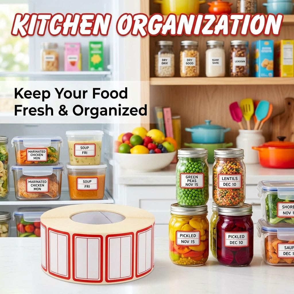 500Pcs Blue Freezer Labels, Waterproof Write-On Stickers | 500Pcs labels; removable writable adhesive for jars, containers, meal prep, pantry storage, and freezer use.