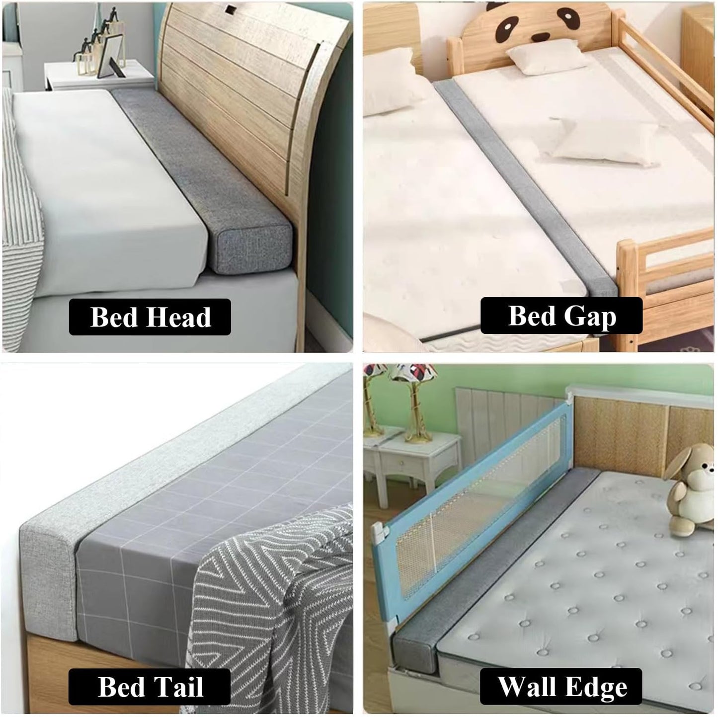 Bed Gap Filler for Headboard Space Filler Bed Crack Pillow Stopper 79x4x6 | Wall Side Mattress Extender Memory Foam Mattress Gap Filler Twin Bed and Small Items From Falling for Removable Cover