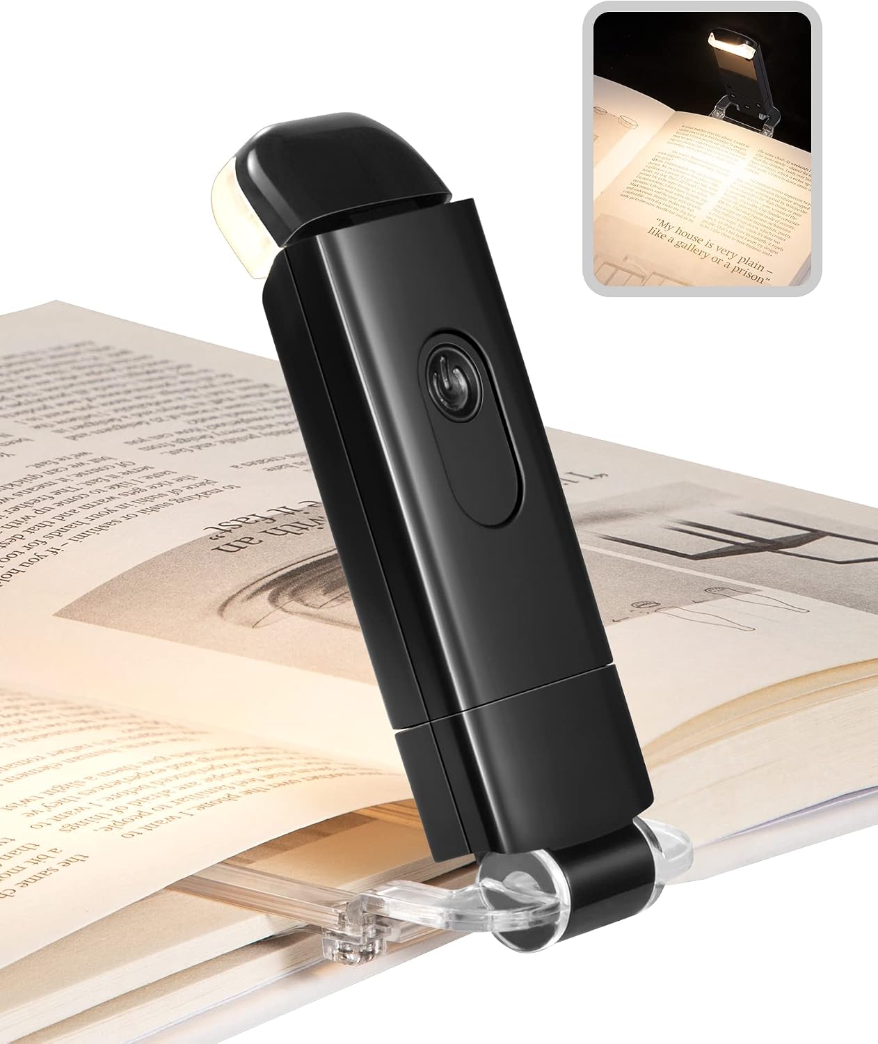 DEWENWILS USB Rechargeable Book Reading Light, 3000K Warm White, Brightness Adjustable Clip on LED Bookmark Lamp at Night in Bed, Portable Booklight for Bookworms, Kids
