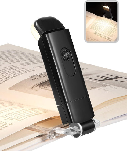 DEWENWILS USB Rechargeable Book Reading Light, 3000K Warm White, Brightness Adjustable Clip on LED Bookmark Lamp at Night in Bed, Portable Booklight for Bookworms, Kids