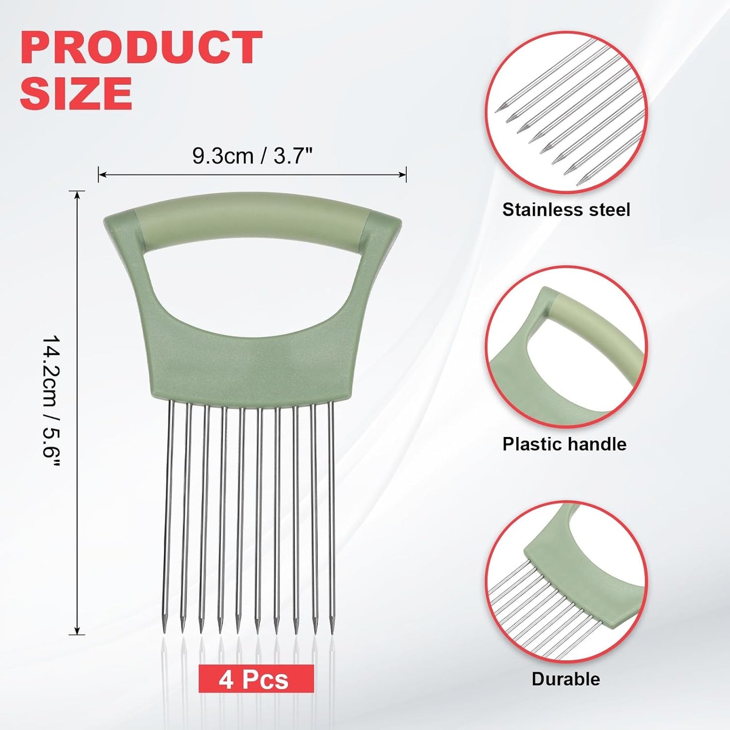 uxcell Onion Slicer Holder, Stainless Steel Vegetable Cutting Holder Food Cutter Tool for Slicing Storing Onions Tomatoes Potatoes Avocados Apples, Green