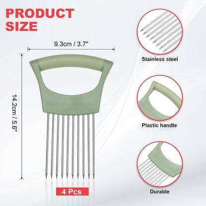 uxcell Onion Slicer Holder, Stainless Steel Vegetable Cutting Holder Food Cutter Tool for Slicing Storing Onions Tomatoes Potatoes Avocados Apples, Green
