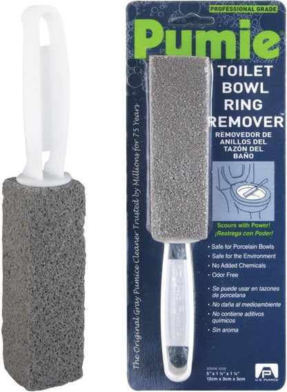 PUMIE Toilet Bowl Ring Remover, TBR-6, Pumice Stone with Handle, Removes Unsightly Toilet Rings and Stains from Toilets; Sinks; Tubs; Showers, Safe for Porcelain, Pack of 2
