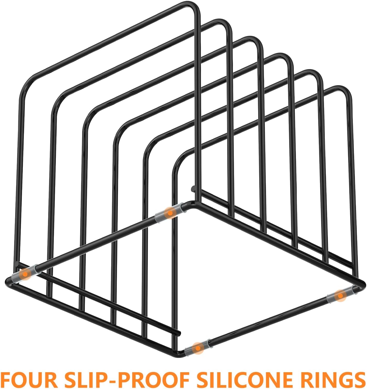 Kitchen Cabinet Organizer, Steel Cookware Holder, Divided Holder with 5 Slots for Skillets Baking Tray and Chopping Board Rack - Baking Pan Holder Storage (1 PC)