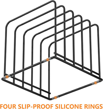 Kitchen Cabinet Organizer, Steel Cookware Holder, Divided Holder with 5 Slots for Skillets Baking Tray and Chopping Board Rack - Baking Pan Holder Storage (1 PC)