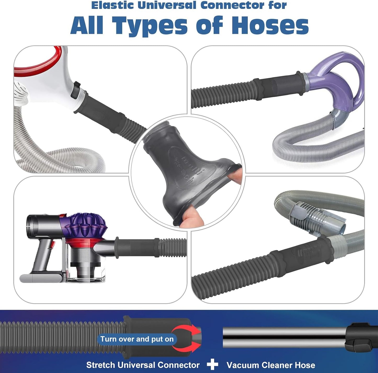 PetOde 5Pack Dryer Vent Cleaner Kit Vacuum Hose Attachment Gray 31.5" | Cleaning Brushes for Refrigerator Coils, Condenser, Window Tracks, Toilets