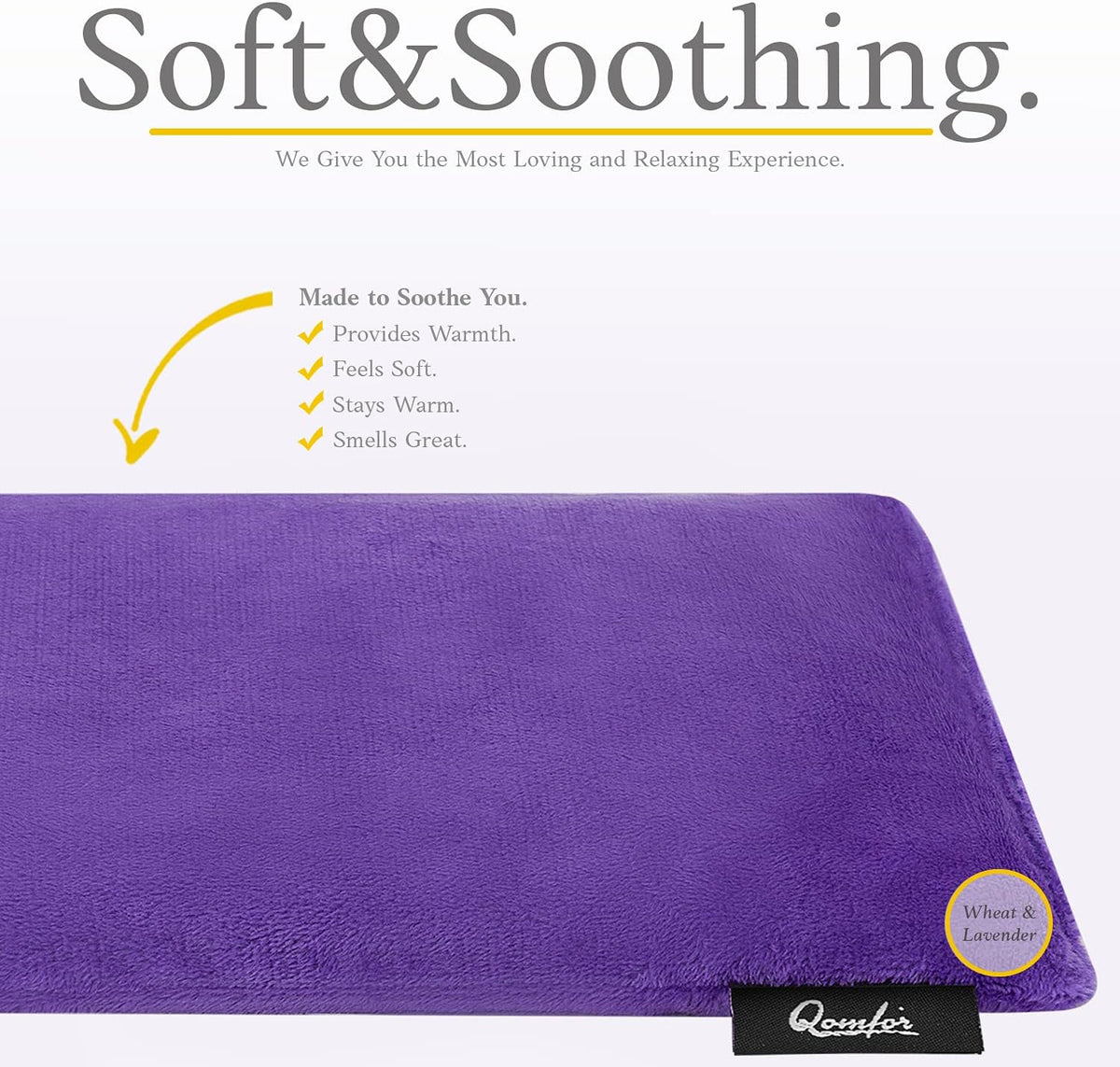 Qomfor - Microwavable Heating Pad - Purple - Lavender Scented Heat Pack - Therapeutic Heat Wrap for Neck, Shoulders & Period Cramps Pain Relief - Reusable Hot/Cold Therapy Bag