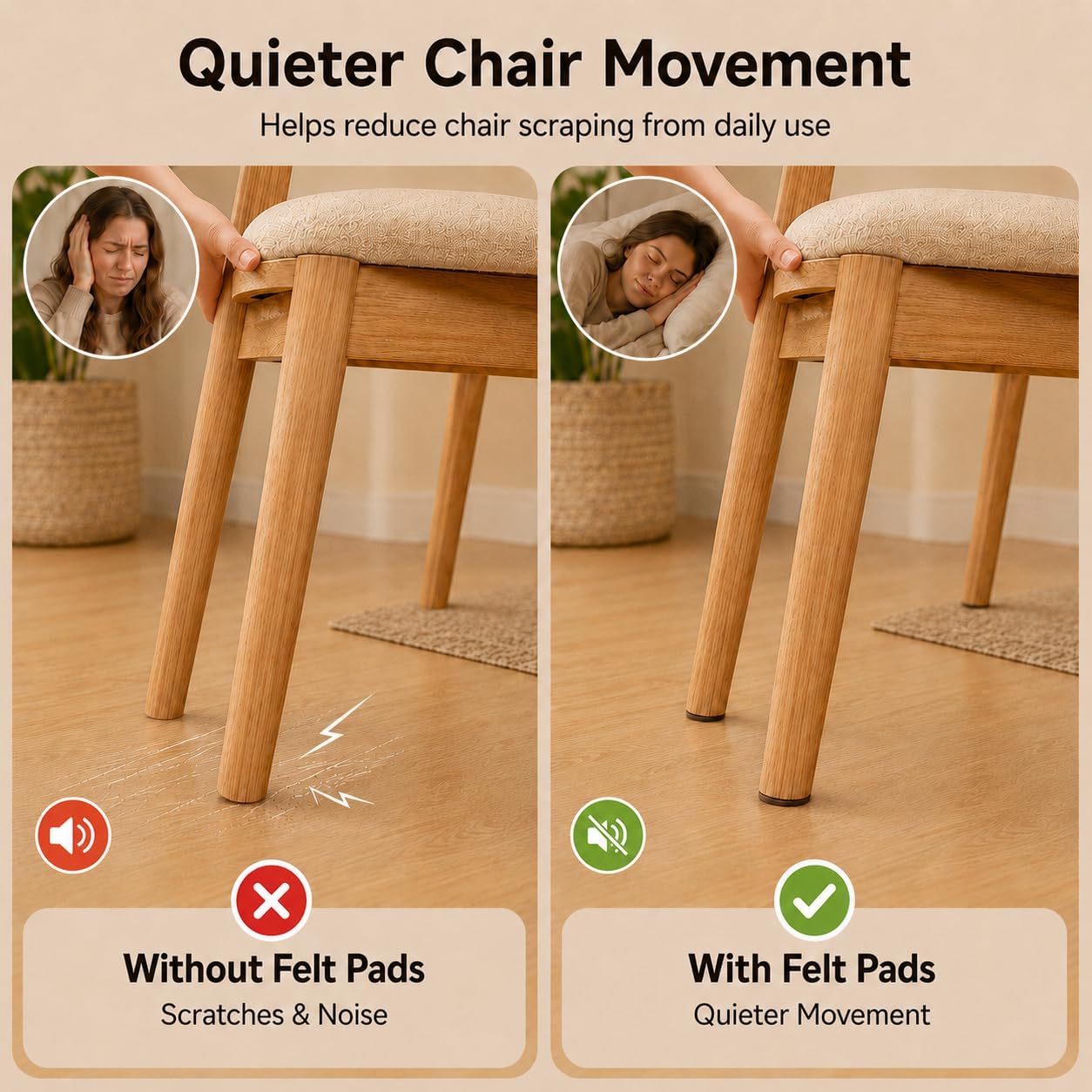 Felt Furniture Pads, 104 Pcs Self Adhesive Floor Protectors for Chairs | Protects Hardwood Floors from Scratches, Reduces Noise, Fits Furniture Feet, Tables, Cabinets & Sofas – 104 Pcs Mixed Sizes