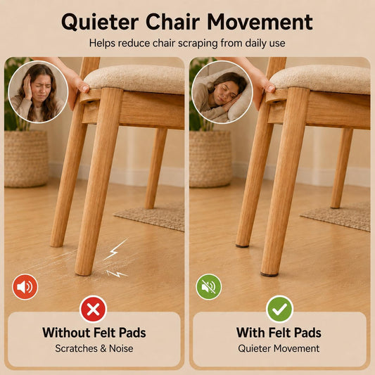 Felt Furniture Pads, 104 Pcs Self Adhesive Floor Protectors for Chairs | Protects Hardwood Floors from Scratches, Reduces Noise, Fits Furniture Feet, Tables, Cabinets & Sofas – 104 Pcs Mixed Sizes