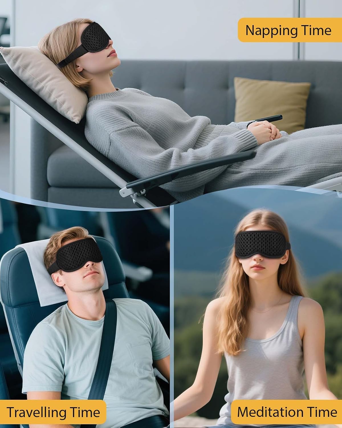 Sleep Eye Mask for Side Sleeper with 3D Contoured Cup