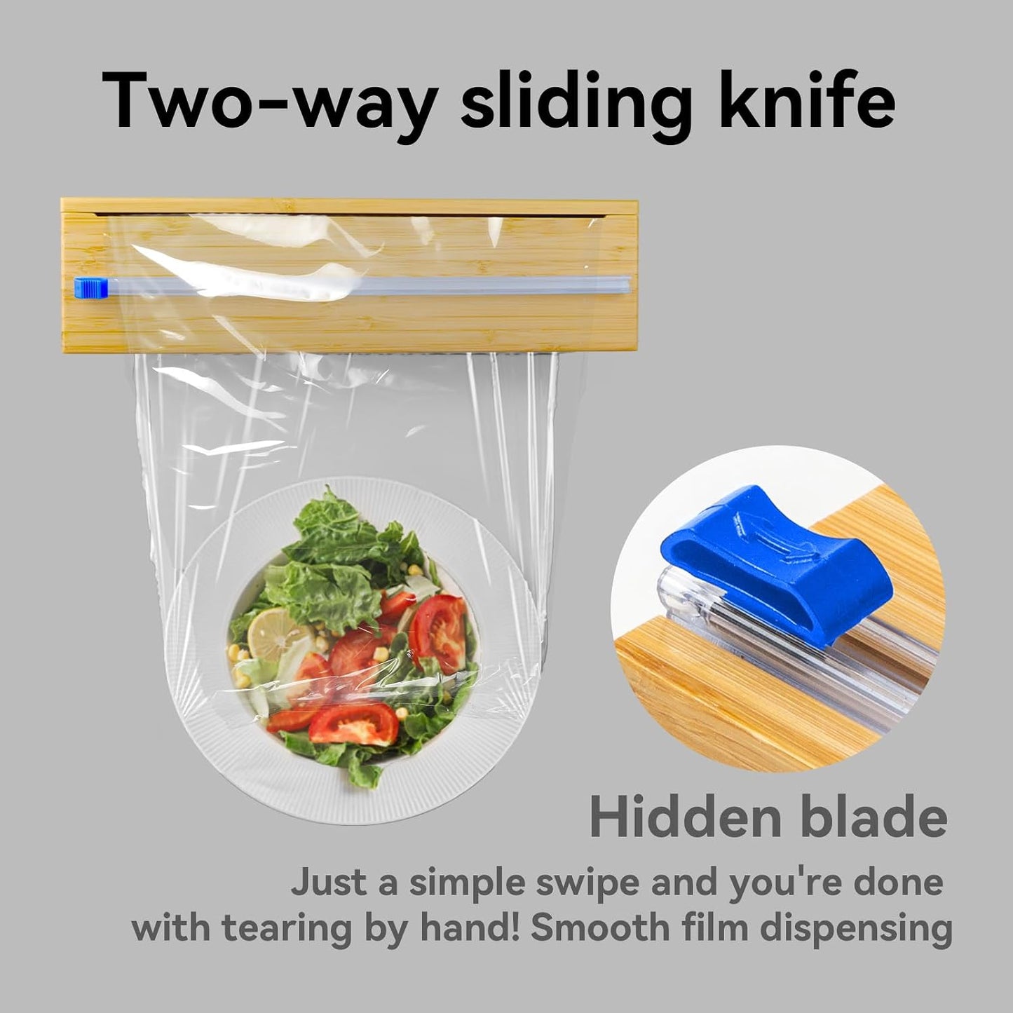 Uncle Jack Plastic Wrap Dispenser with Slide Cutter, Fit 13'' Rolls, Bamboo Aluminum Foil Dispenser with Cutter for Wax Paper, Saran Wrap
