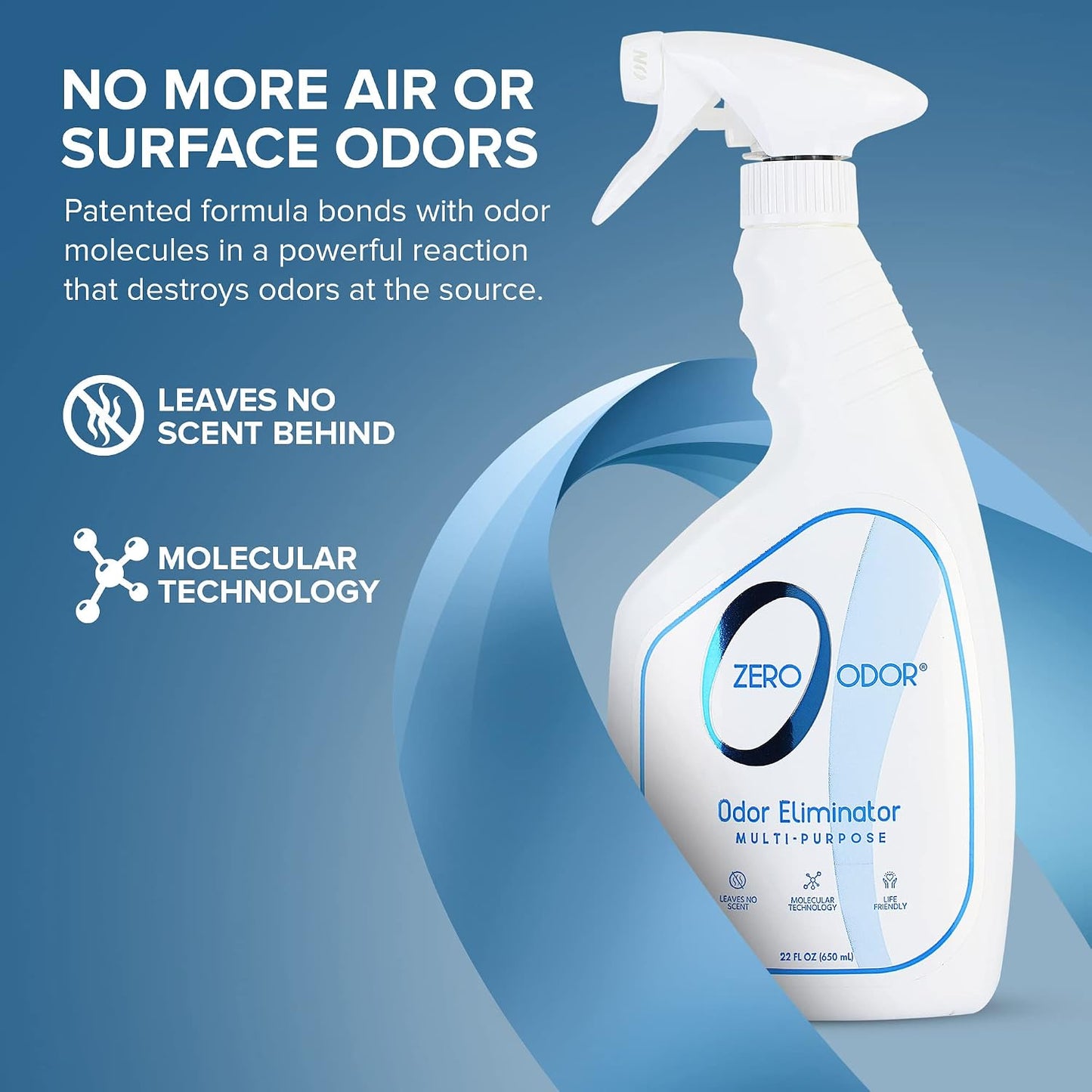 Zero Odor Multi-Purpose Odor Eliminator, Fabric & Room Deodorizer, 16 oz | Odor Eliminator Spray for Closet, Bathroom, Basement, Trash & Upholstery, Air and Surface use