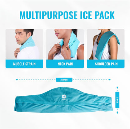 ICEWRAPS Reusable Cold Pack with Fabric Cover - Standard 7 x 28 Inch, Blue