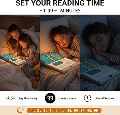 30 LED Book Light for Reading at Night in Bed, Rechargeable Book Page Light, 3 Color Temperatures, Stepless Dimming, 1-99 Min Timer, 2-in-1 Reading Light Light & Night Light, Gift for Readers White