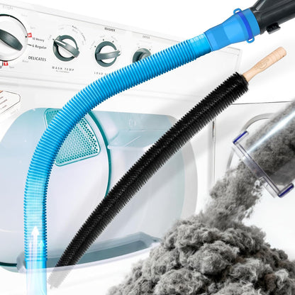 Holikme Dryer Vent Cleaner Kit, Vacuum Hose Attachment, 2-Piece, Black | Adjustable Cable Tie for Easy Attachment, Flexible Lint Brush Removes Lint from Dryer Lint Screens and Tight Spaces