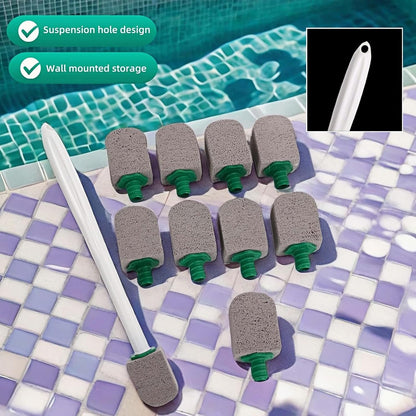 Pumice Stone Toilet Cleaning Kit with Long Handle - Effortless Hard Water Stain Remover for Toilets, Tubs & Tile - Includes 1 Handle + 3 Pumice Stones, Safe for Porcelain & Ceramic Surfaces