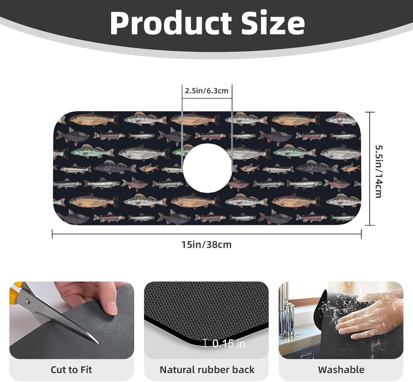 Wildflowers Floral Flower Kitchen Sink Splash Guard Faucet Mat Super Absorbent Fast Drying Mat Sink Gadgets-Fast Drying Pad Sink Mat For Kitchen Bathroom (15" X 5.5" )
