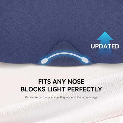 Mavogel Cotton Sleep Eye Mask, Light Blocking with Adjustable Nose Bridge | Updated Design, Soft and Comfortable Night Eye Mask for Men Women, Eye Blinder for Shift Work, Includes Travel Pouch, Grey