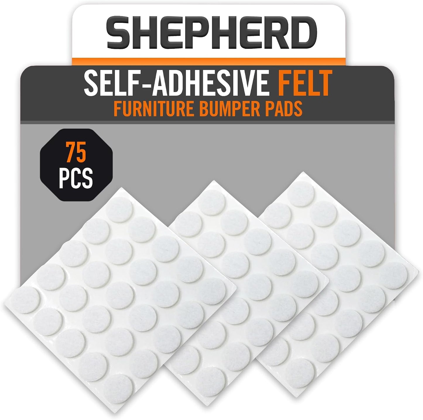 Shepherd Hardware 9957 3/8-Inch Self-Adhesive Felt Furniture Pads, 75-Pack, White