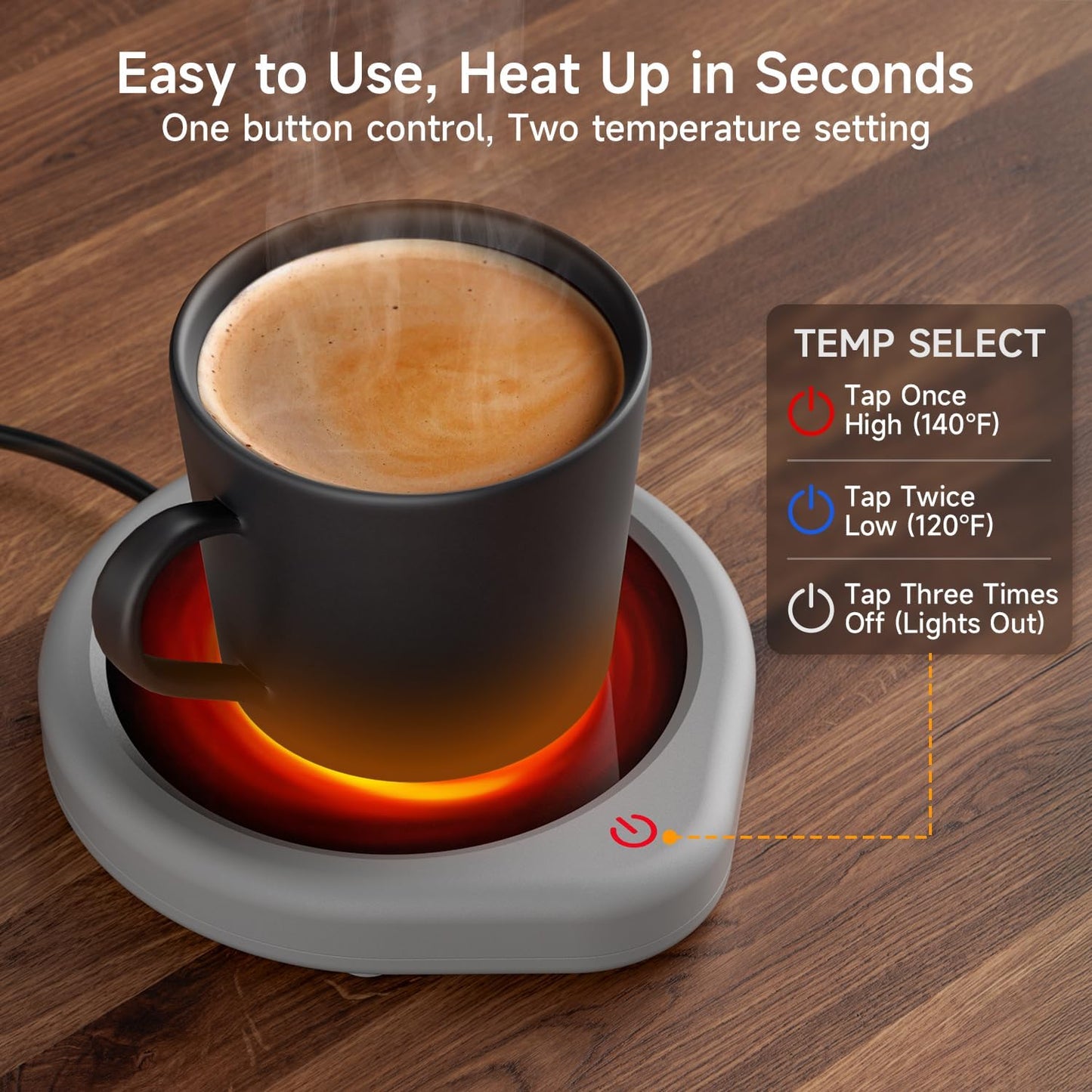 Coffee Mug Warmer, Cup Warmer for Desk with Auto Shut Off Smart Temperature Settings, Electric Beverage Tea Water Milk Heater for All Cups and Mugs, Heating Plate Candle Wax Warmer