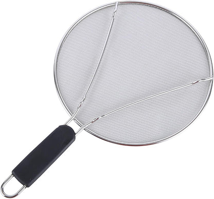 Splatter Screen for Frying Pan: Stainless Steel Grease Splatter Guard Oil Splatter Guard for Cooking, Mesh Frying Screen Keeps Kitchen Clean and Protects Skin From Burns (Red, 11in)