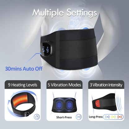 Comfytemp Cordless Portable Heating Pad with Massager for Lower Back FSA | Eligible HSA, Wearable Rechargeable Wireless Heated Waist Belt,9 Heat 5 Vibration 3 Intensity, App Control, Gifts for Mom Dad
