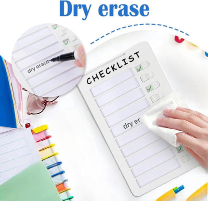 Dry Erase Chore Chart for Kids, Standable Whiteboard Checklist Board | Standable, Resuable, Portable, Routine Chart with a Pen