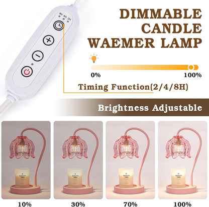 Funistree Flower Candle Warmer Lamp with Timer, Dimmable Candle Lamp Warmer, Christmas Birthday Gifts for Women Mom Her, Housewarming Home Decor, Lotus Wax Warmer for Yankee Candles - Lily Amber