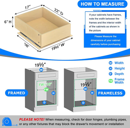 WelFurGeer Soft Close Pull Out Cabinet Organizer, 26" W x 22" D Pull Out Drawer for Cabinet, Bottom Mount Pull Out Drawers for Kitchen Cabinets, Smooth Slide-Out Shelves for Home Kitchen Organization