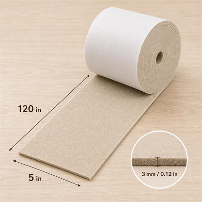 Felt Furniture Pads, Self Adhesive Felt Sheets Roll, Cuttable Felt Pads for Furniture Legs, Heavy Duty Furniture Pads for Hardwood Floors, Chair Wall Protector, Black, 40 x 5 x 0.12 Inch