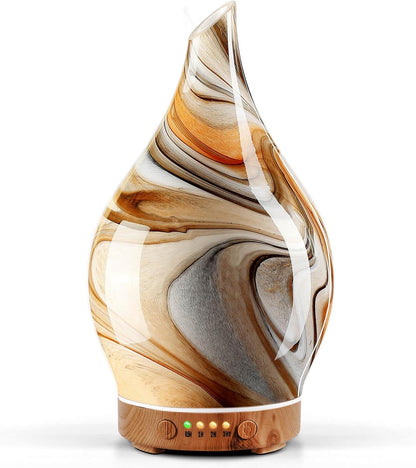 Porseme Oil Diffuser 3D Glass Aromatherapy Ultrasonic Humidifier, Air Refresh Auto Shut-Off, Timer Setting, BPA Free for Home Hotel Yoga Leisure SPA Gift 150ml Last 6H - Colors A