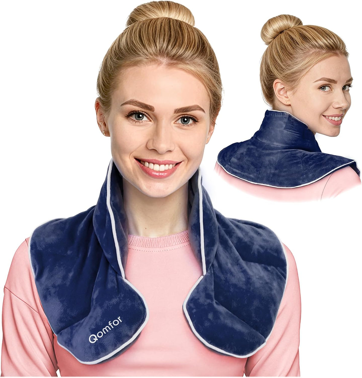 Qomfor - Microwavable Neck Wrap - Maroon Purple, Lavender Scent - Weighted Neck/Shoulder Wrap - Heating Pad - Hot/Cold Muscle Therapy, Stress Relief, Arthritis Pain, Soothing Comfort, Headache