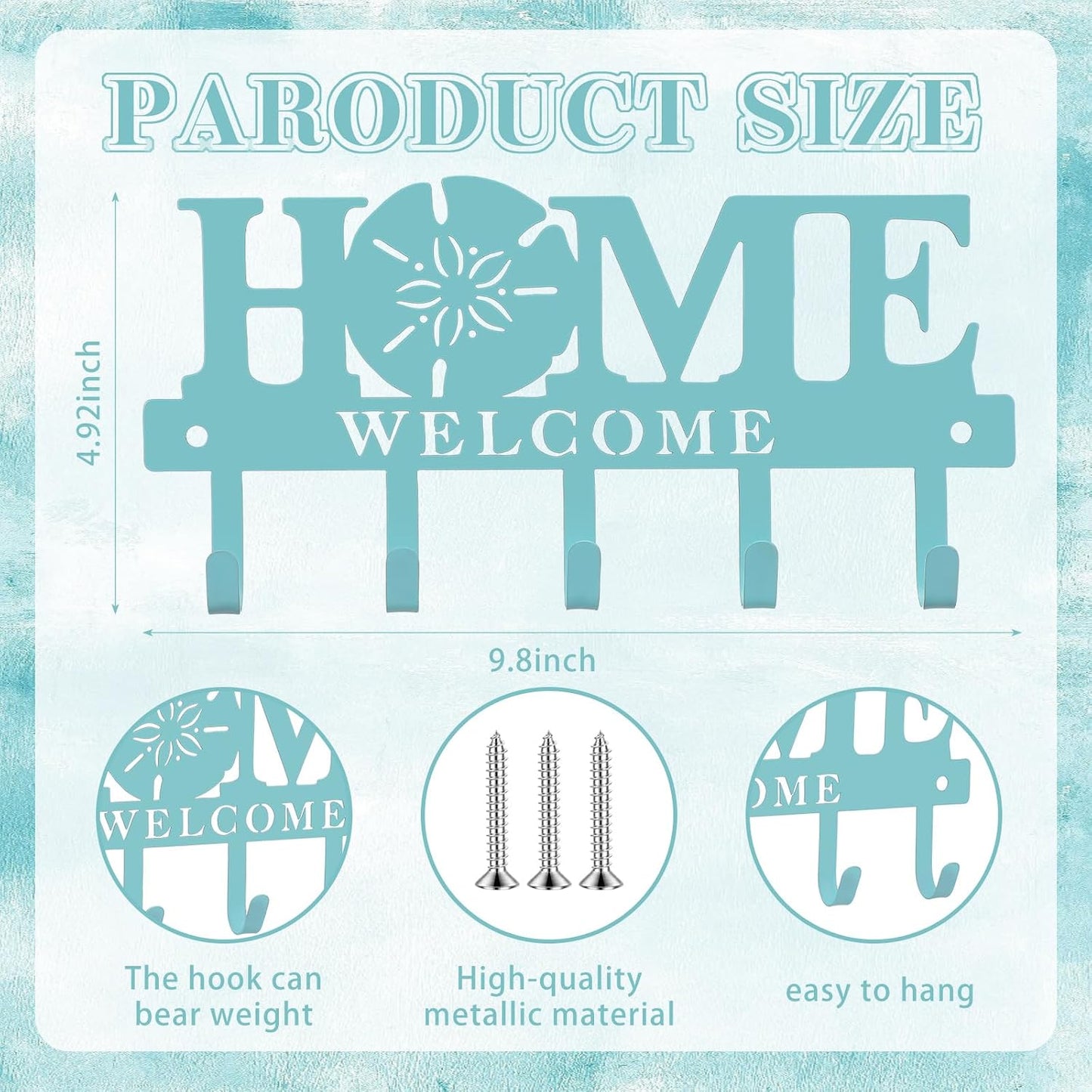 Key Holder Wall Mount Paw Print Metal Key Hooks Organizer Dog Leash Holder with 5 Hooks Rustic Farmhouse Decorative Welcome Home Wall Decor for Entryway Bathroom Dog Lover 9.8 Inch