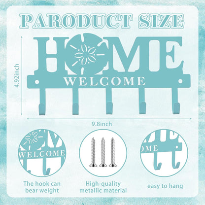Key Holder Wall Mount Paw Print Metal Key Hooks Organizer Dog Leash Holder with 5 Hooks Rustic Farmhouse Decorative Welcome Home Wall Decor for Entryway Bathroom Dog Lover 9.8 Inch