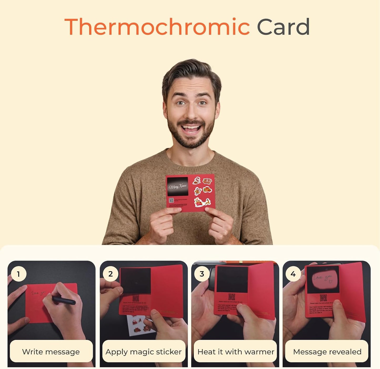 Electric Hand Warmers Rechargeable, 104–131°F with Temp & Battery Display, 3 Heat Levels, Fast Heating, Smart Temp Control, Pocket-Size, Fits in Gloves, Gifts for Women & Men