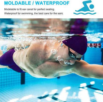 Ear Plugs for Sleeping, Waterproof Moldable Silicone EarPlugs for Sleeping Noise Cancelling, Mowing, Swimming and Concerts, 8 Pair