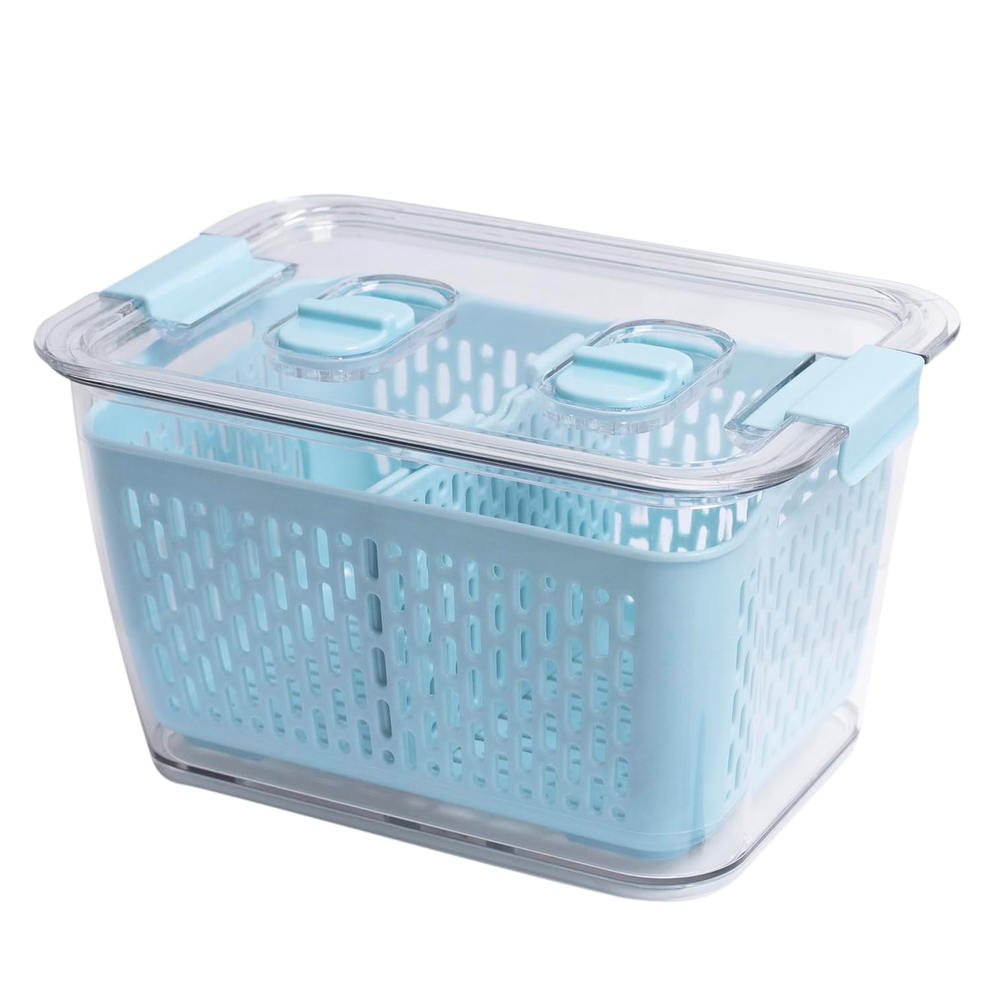 Kitchen Spaces Stackable Fridge Storage Colander Containers, Variety Pack | 3 Sizes to Store Fresh Produce, Organize Washed Fruits and Veggies, Snap and Seal Lids with Adjustable Vents, Hand Wash Only