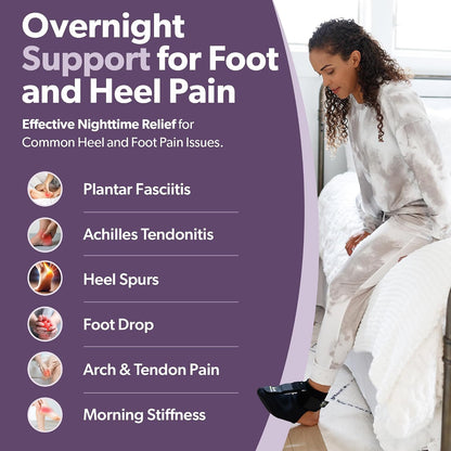 BraceAbility Plantar Fasciitis Night Splint Sock - Plantar Fascia Boot for Sleeping, Achilles Tendonitis Relief, Foot Drop, Heel Pain - Planter Facetious Brace for Women and Men - Gray (L)