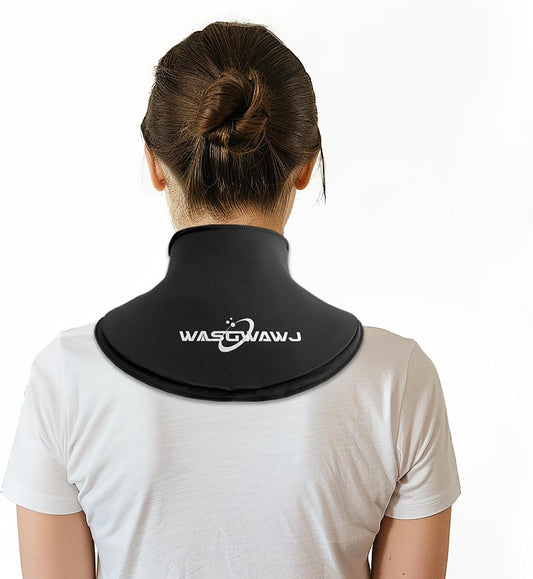 Reusable Neck Ice Pack Wrap - Hot Cold Therapy Gel Pack for Neck Shoulder Pain Relief, Adjustable Velcro Strap, Soft Lycra Fabric, Flexible Cervical Cold Compress for Injuries Recovery
