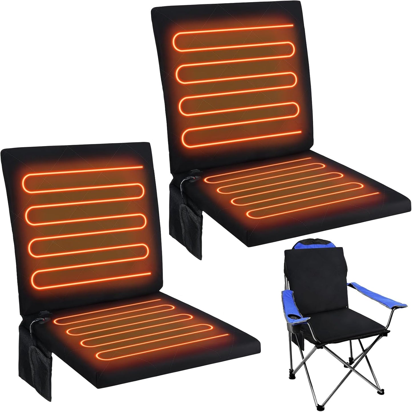 Thyle Portable Heated Seat Cushion for Bleachers Foldable Heating Cushion 3 Mode Adjustable Heated Stadium Chair Bleacher Seat for Bleachers Indoor, Power Bank Not Included