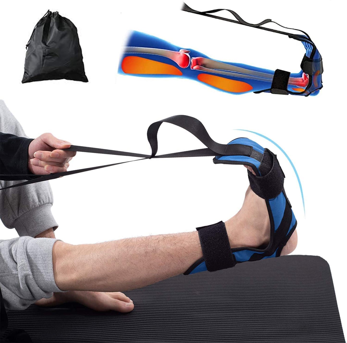 Stretching Strap, Fitness Yoga Stretch Strap with 7 Loops, Foot and Calf Stretcher Ankle Stretch Bands, Improve Strength Relieve Pain for Plantar Fasciitis Achilles Tendonitis Heel Spurs Drop Foot