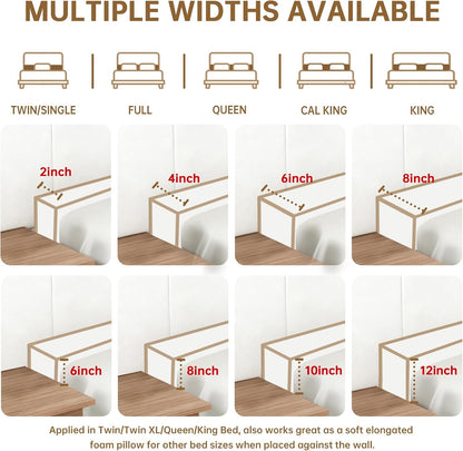 Headboard Bed Gap Filler, High Density Foam Mattress Extender Pillow, Removable, Gray, 39"x2"x6"