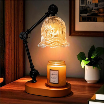 Candle Warmer Lamp, Dimmable Wax Melting Warmer with Adjustable Height, Bedroom Living Room Home Decor, Birthday Relaxation Gifts for Women (Green, Wave)