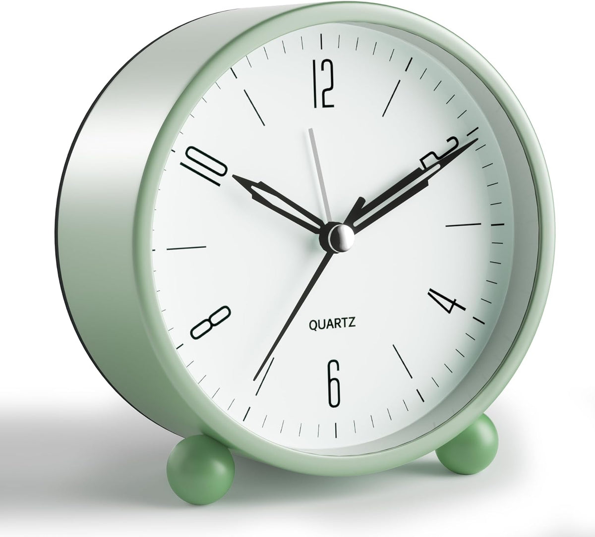JALL Analog Alarm Clock, 4 inch Super Silent Non Ticking Small Clock with Night Light, Battery Operated, Simple Design, Old Fashioned Style Ideal Decor, for Bedroom, Bedside, Desk, Adult, Gift, Green