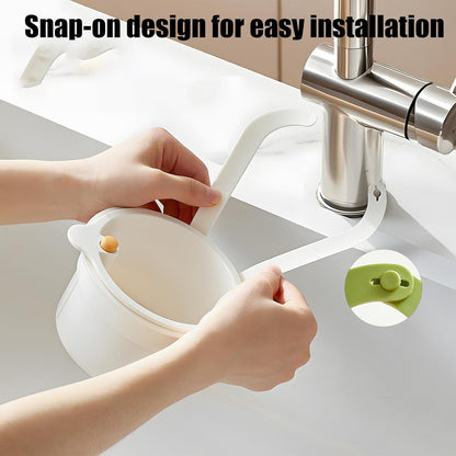 2025 New Faucet Hanging Strainer, Press Automatic Dumping Kitchen Draining Basket, Food Fruit Vegetable Drain Shelf Sink Storage Holder, for Home 、Kitchen (White)