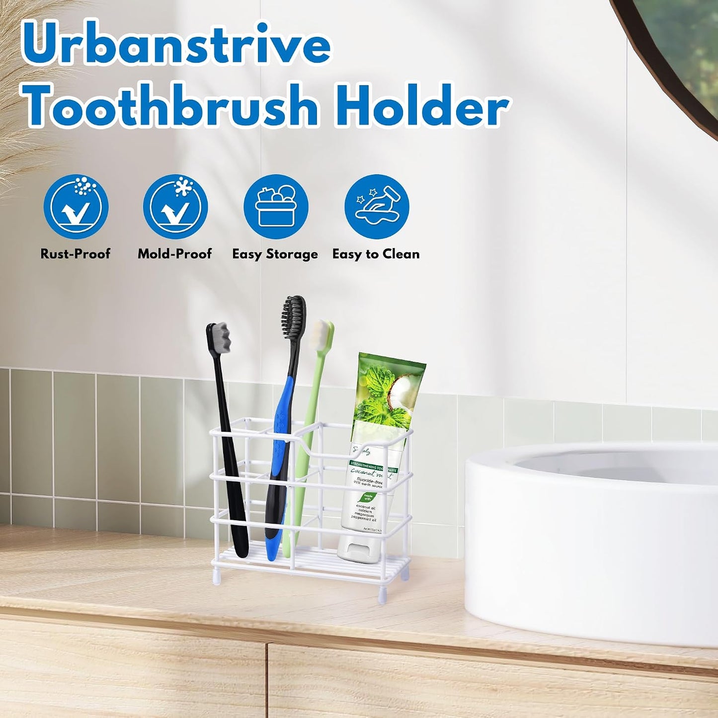 Electric Toothbrush Holders for Bathrooms 304 Stainless Steel Quick Drying | Upgrade Heavy Duty Sturdy Durable Toothpaste Holder Bathroom Organizer Storage Decor Accessories Tooth Brush Holder Caddy