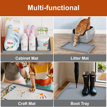 34" x 22" Extra Thick Silicone Mat Waterproof with Raised Edge, | Under Sink Mat for Kitchen & Bathroom, Kitchen Cabinet Liner, Multi-Purpose for Storage & Protection