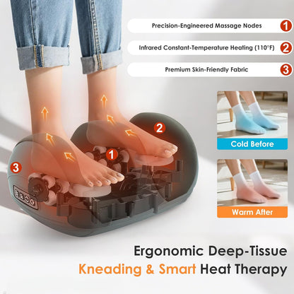 Shiatsu Foot Massager, Foot and Calf Massager with Heat, Black | 3 Intensity Levels, Heating, Auto Shut Off, for Feet, Calves, Arms and Ankles, for Plantar Fasciitis, Pain Relief